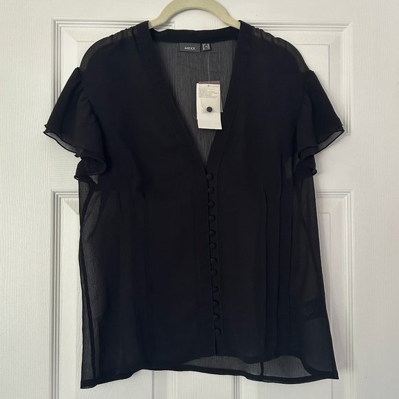 Mexx Sheer Black Blouse Size 14 - Picture 1 of 4
